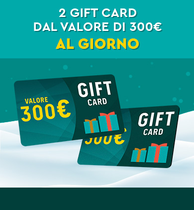 2 gift card dal valore di 300 € al giorno